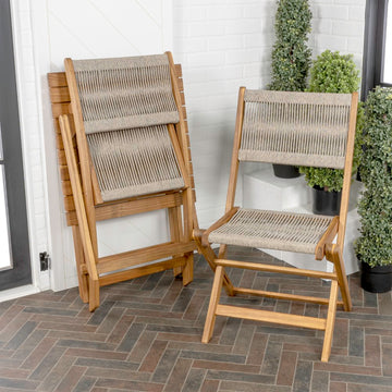 Javea Modern Coastal 3-Piece Acacia Wood Outdoor Folding Bistro Set - JONATHAN Y